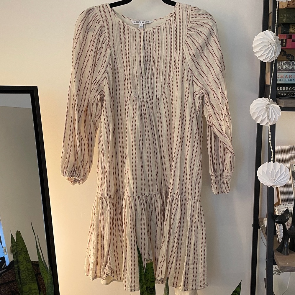 ELIZABETH AND JAMES Striped Cream and Red Dress